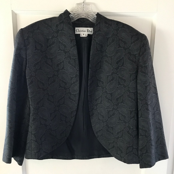 Christian Dior Blazer Jacket, Jacquard Gray, Wool - Picture 1 of 8
